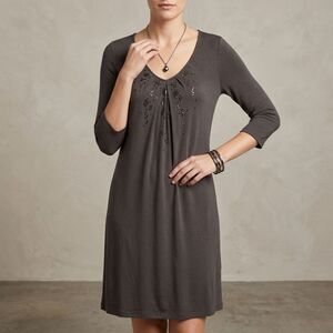 Eileen Fisher Resortwear Coastal Grandma Cobblestone Brown Tunic w Elbow Sleeves